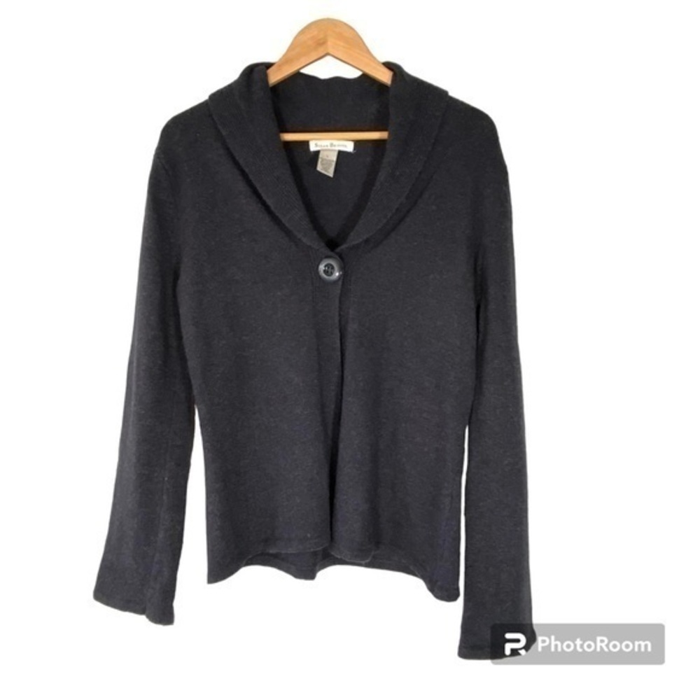 SUSAN BRISTOL Angora Blend Cardigan Sweater Shawl Neck Single Button L